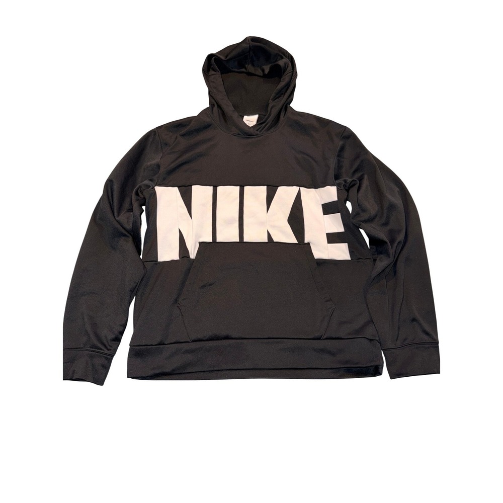 Nike Therma Fit Black White Block‎ Logo Hoodie Men's Medium Athletic Casual